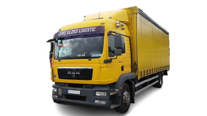 Żółty MAN solówka plandeka